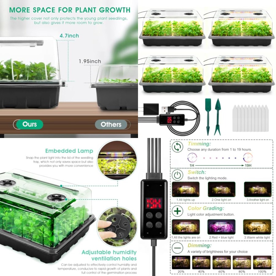 Seed Starter Tray with Grow Li - Humidity Dome Kit 리뷰 및 가격