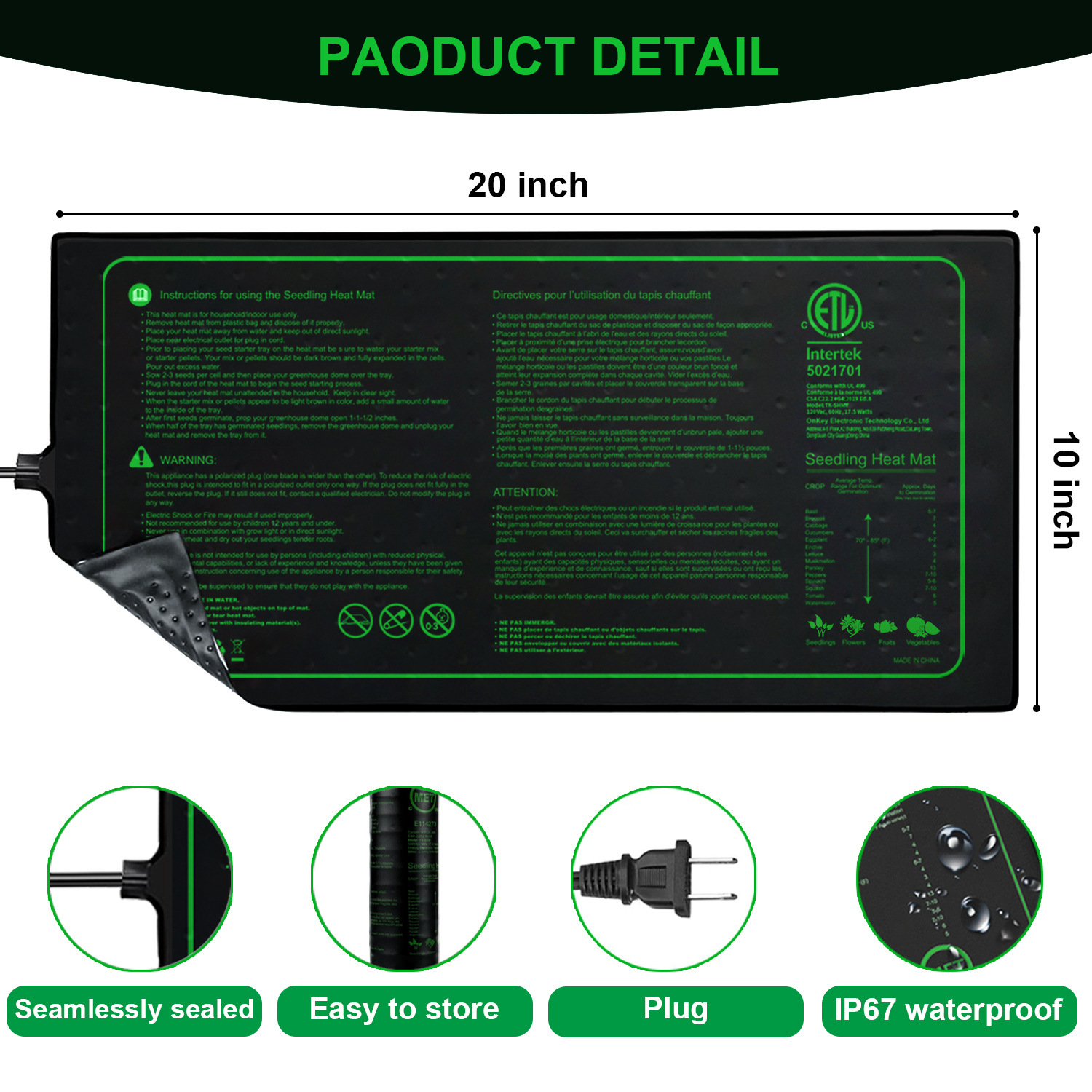 Two-pack 20x10Inch Seedling He - Heat Mat Seedling 리뷰 및 가격
